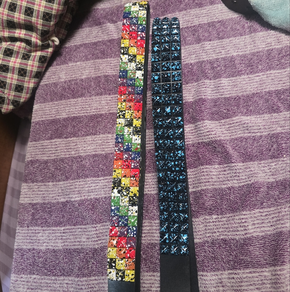 Colorful Dice and Blue Studded Belts